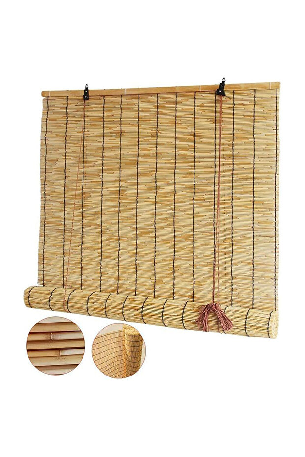 Bamboo Reed Roller Shades – Outdoor Blinds for Patio, Natural Blackout Roll Up Shade
