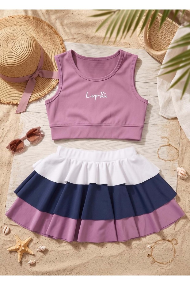 Girl's Shorts Skirt Set Swimsuit M00822 Dried Rose