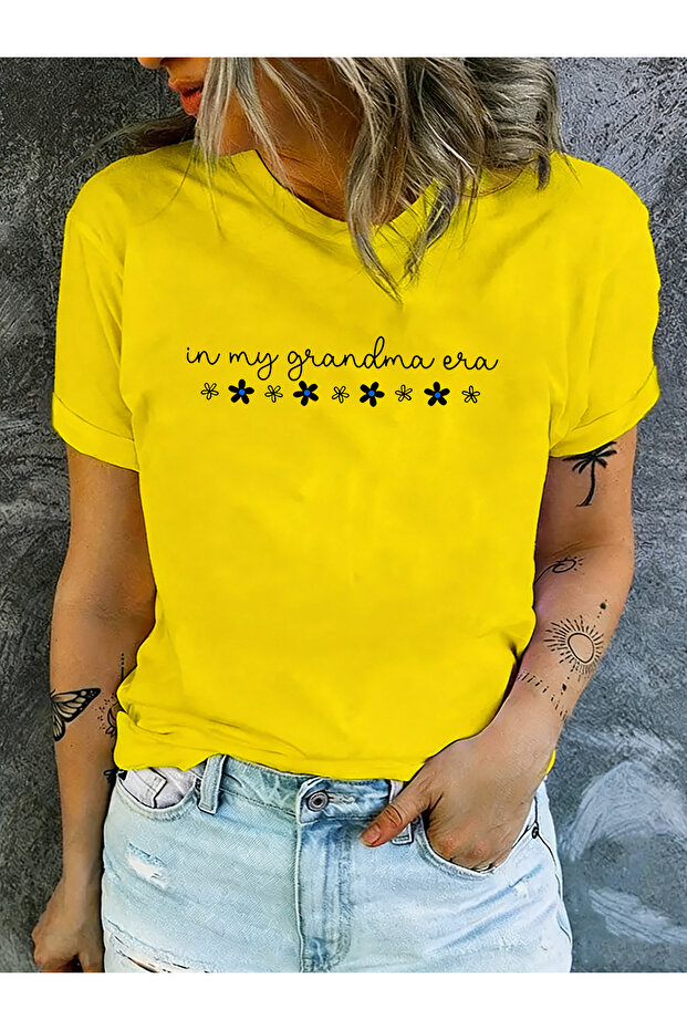 Women's Mix Printed Crew Neck Regular Fit T-Shirt