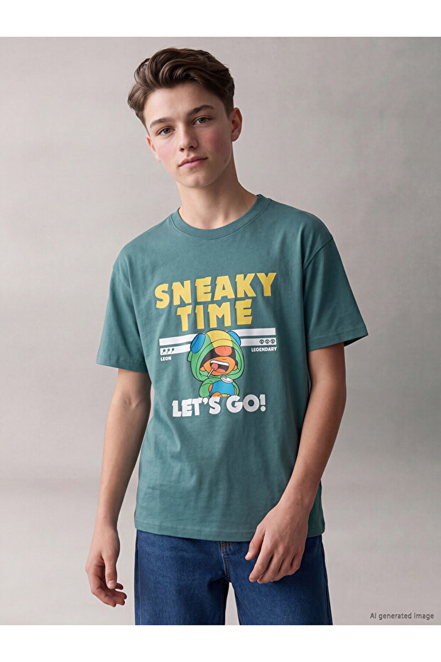 Esvab • Modern & Distinctive Zero Roba Collar Brawl Stars Printed Boys' T-Shirt