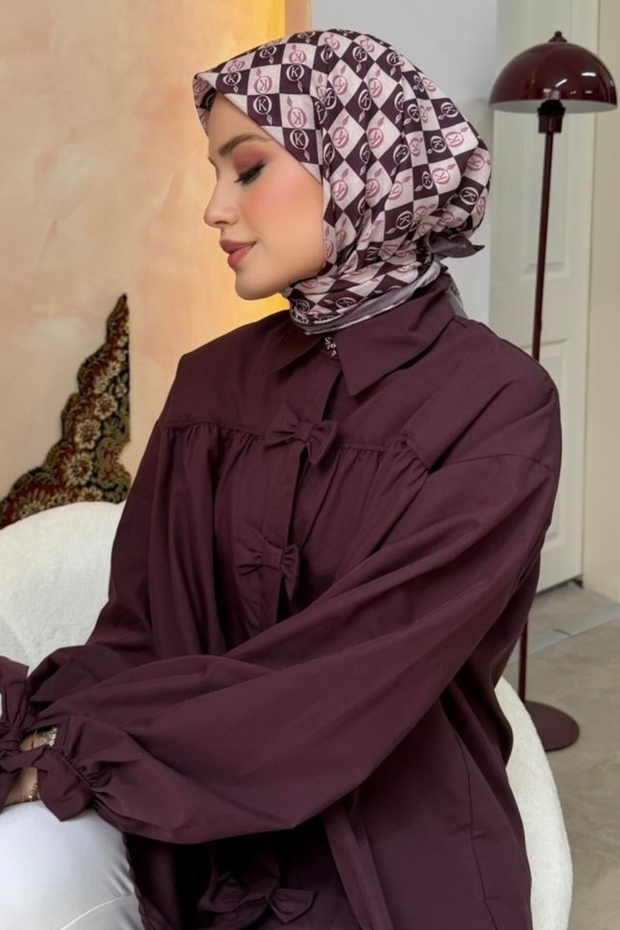 Plum Patterned Soft Scarf