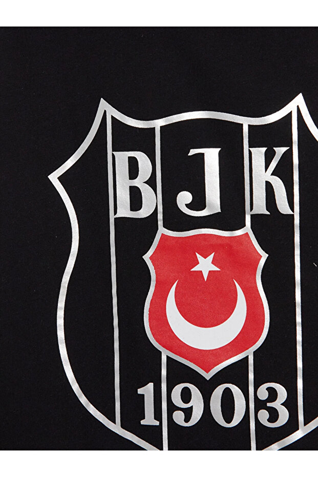 قميص أسود برقبة دائرية مطبوع عليه Beşiktaş للأولاد
