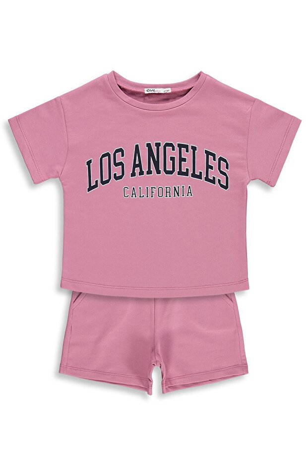 Los Angeles Printed Shorts Set for 2-5 Years - Pink