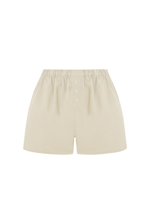 Cream Gabardine Short Shorts