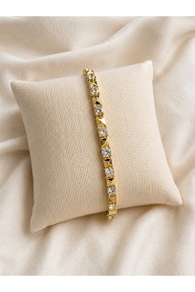 Luxury Stone-Encrusted Gold Color Bracelet