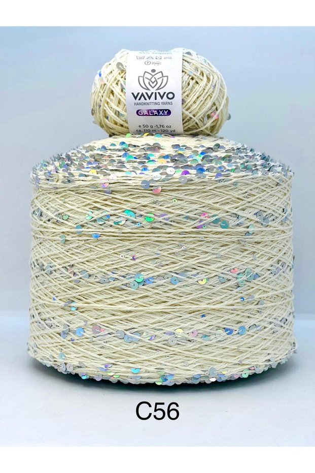 50Gr Vavivo Galaxy 3+6 mm Thick Sequined Hand Knitting Yarn and Bag Yarn 50Gr