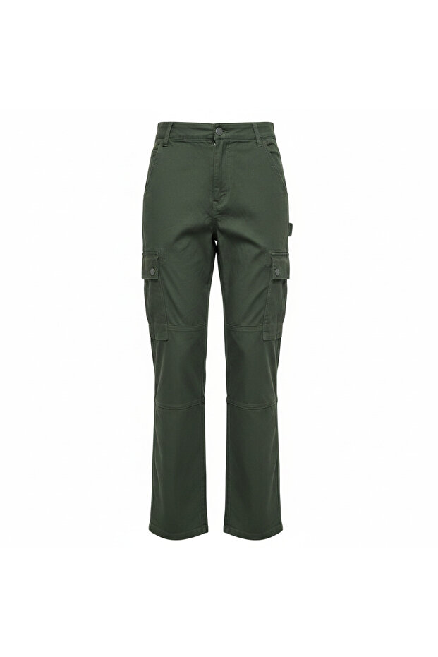 Women's Olive Green Wide Leg Cargo Pants - Size S