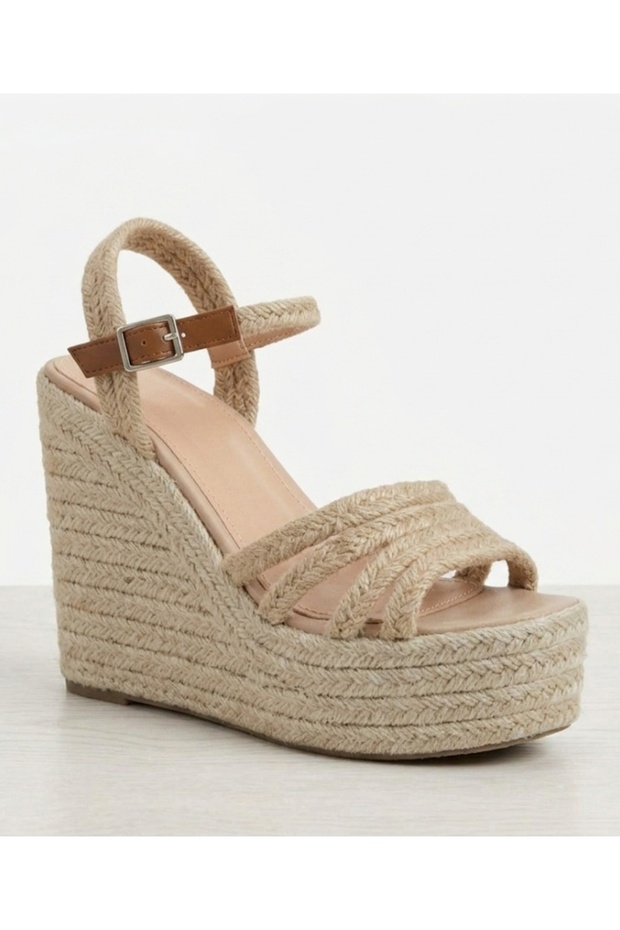 Platform Wedge Heeled Straw Sandals Sole Thickness Is 10 cm
