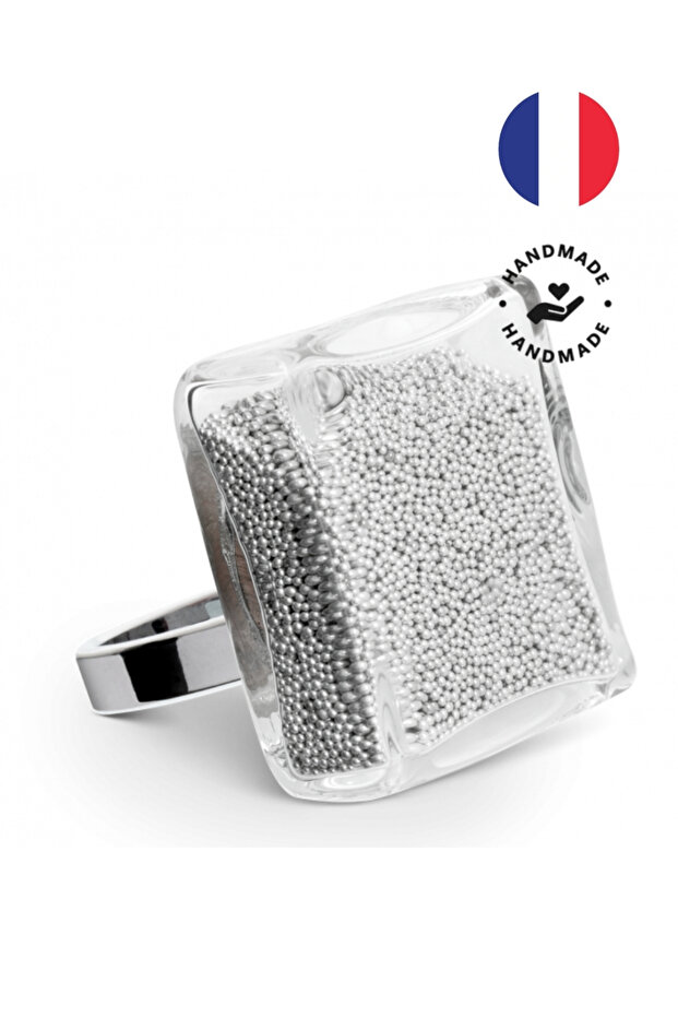 Carre Giga Billies Silver Glass Ring