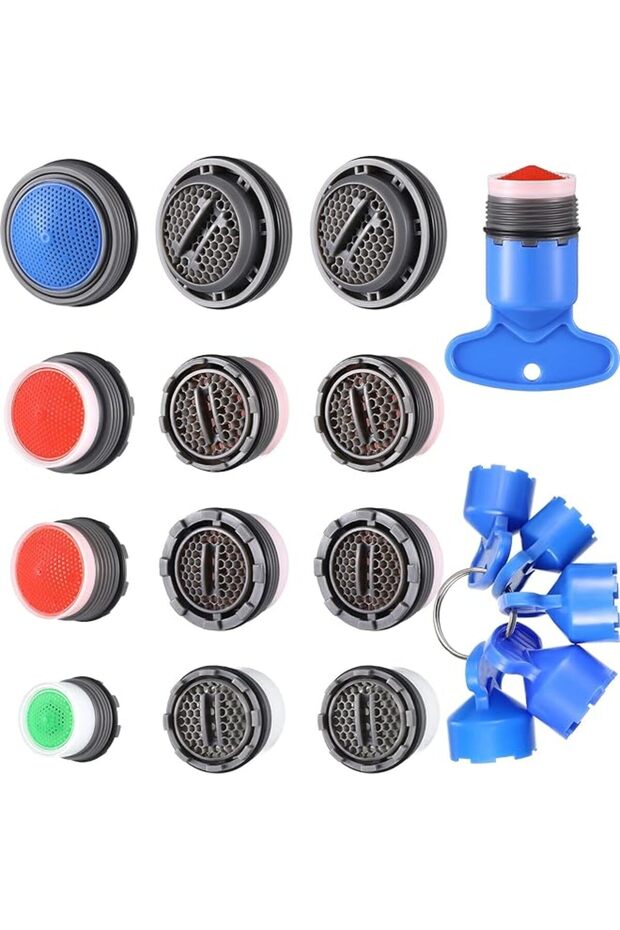 12PCS Cache Aerators with 4 Sizes & Key Removal Wrench, Replacement Inserts