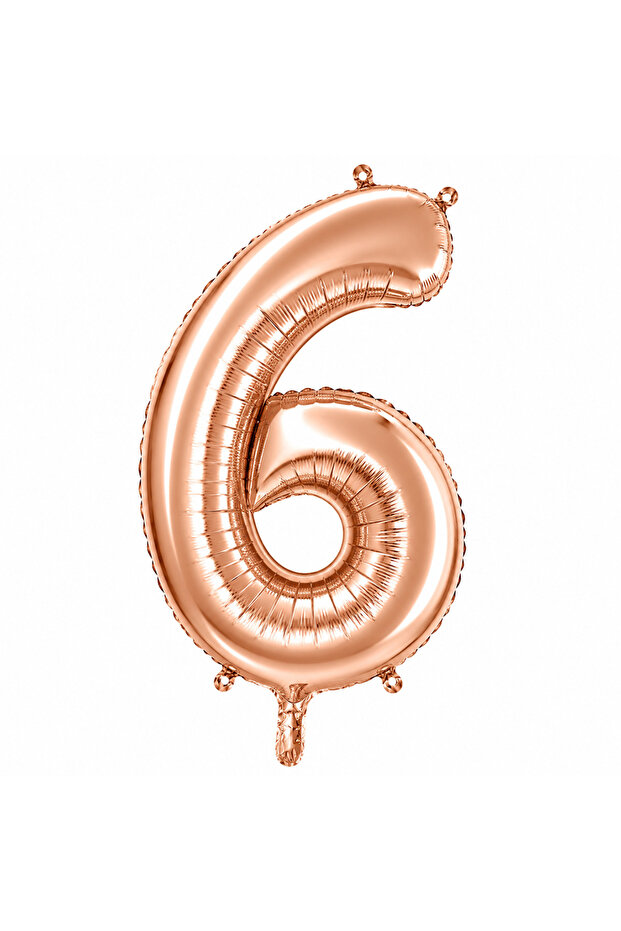 6 Foil Balloons in Rose Gold Color (100 cm)