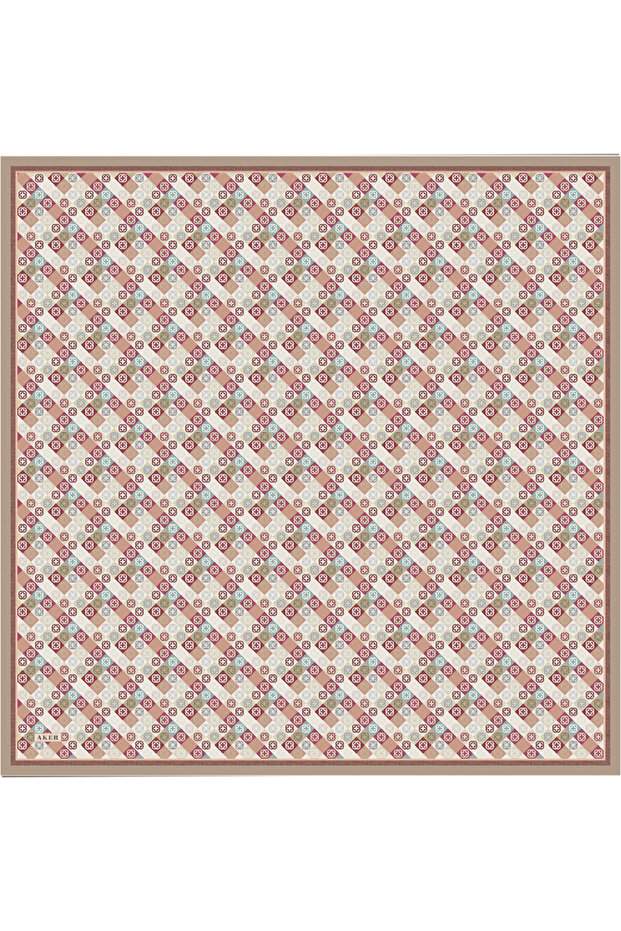 وشاح حريري بيج مقاس 90×90