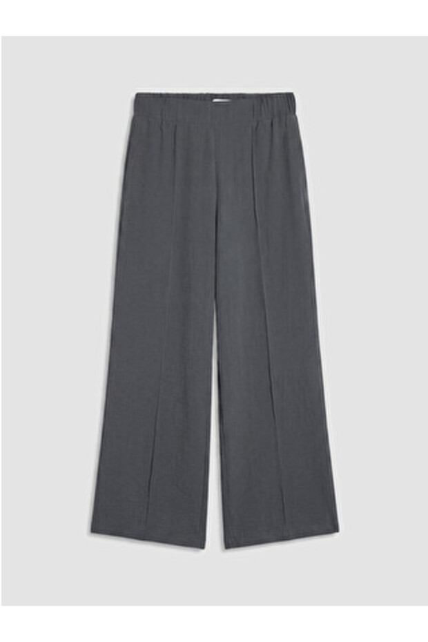Gray Elastic Waist Modal Blend Women's Trousers