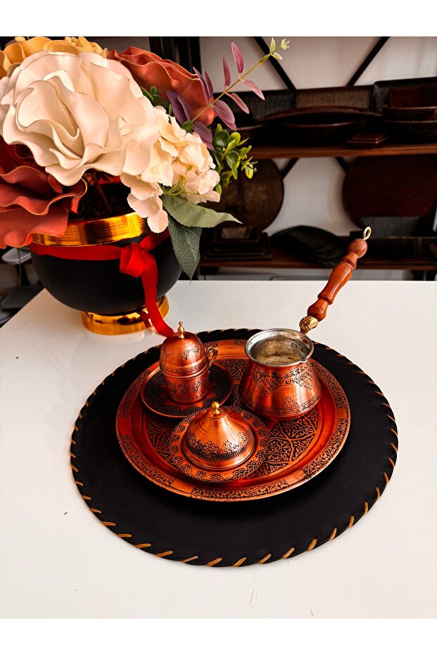Copper Coffee Pot Coffee Cup Set - 2