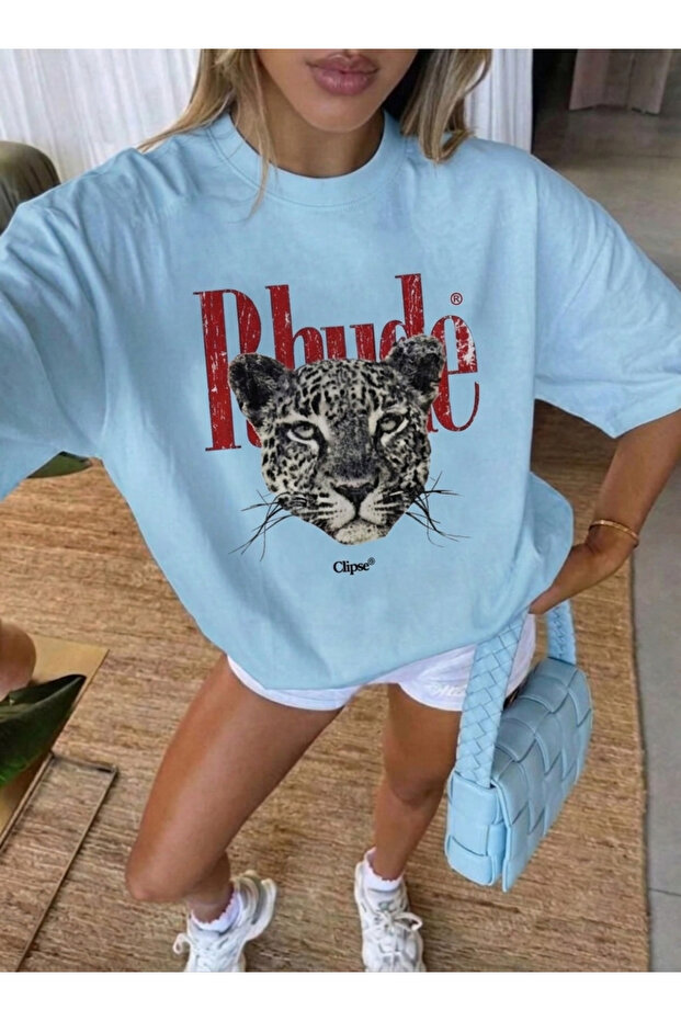 تيشيرت بتصميم مطبوع عليه نمط الفهد من Rhude للجنسين