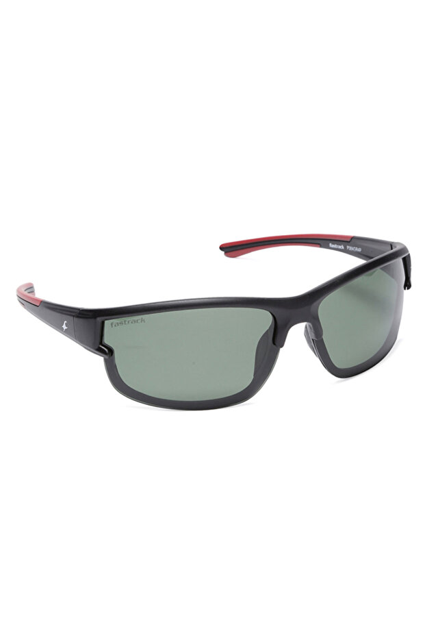Polarized Sunglasses Black Frame Green Mirror Lens 68mm - P384GR4PV