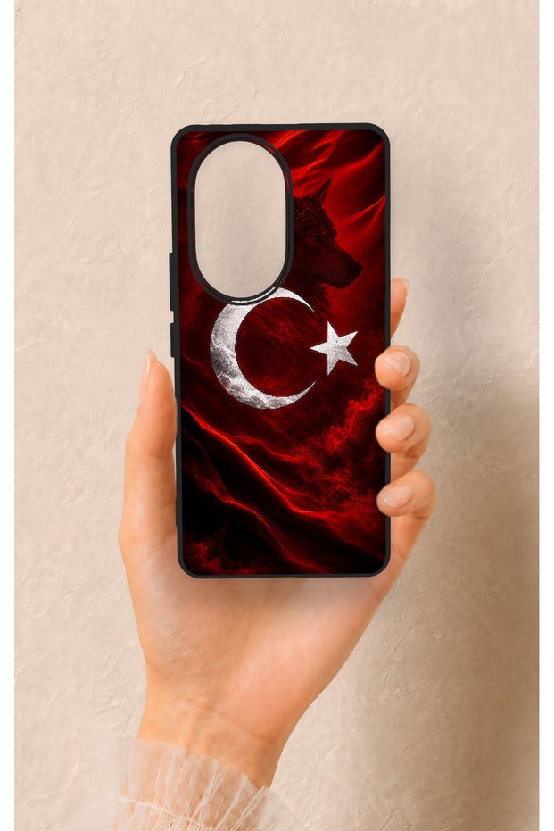 Honor 200 Pro 5g Compatible Wolf Turkish Flag Patterned Silicone Case