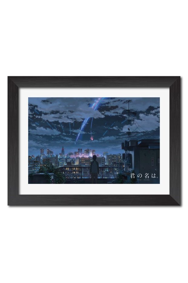 Alayra Your Name Anime Poster Framed Paintings with GlossyBlack Frame (12inches x 9inches) | | Ready