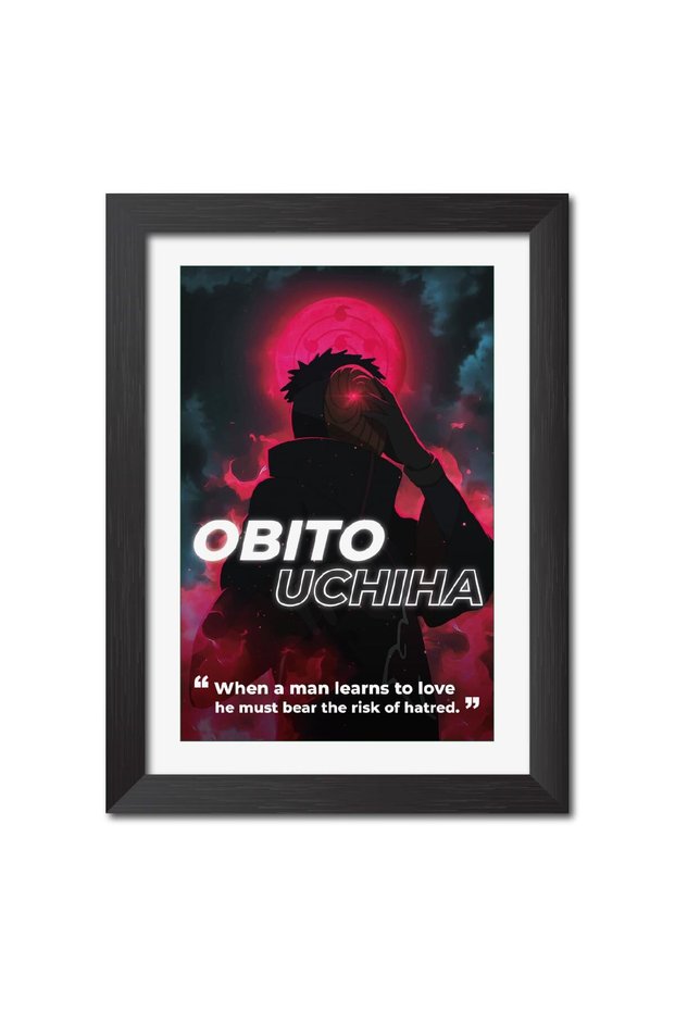 Alayra Obito Uchiha Quotes Poster Naruto Anime Posters Framed Paintings with Black Frame (12inches