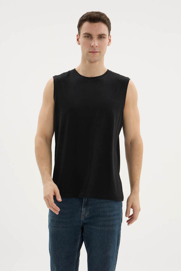 Men's Crew Neck Sleeveless T-Shirt Modal-Cotton