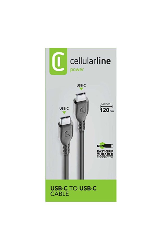 Cellularline USBDATACUSBC-CK USB TYPE C TO C 60w,1.2M -black