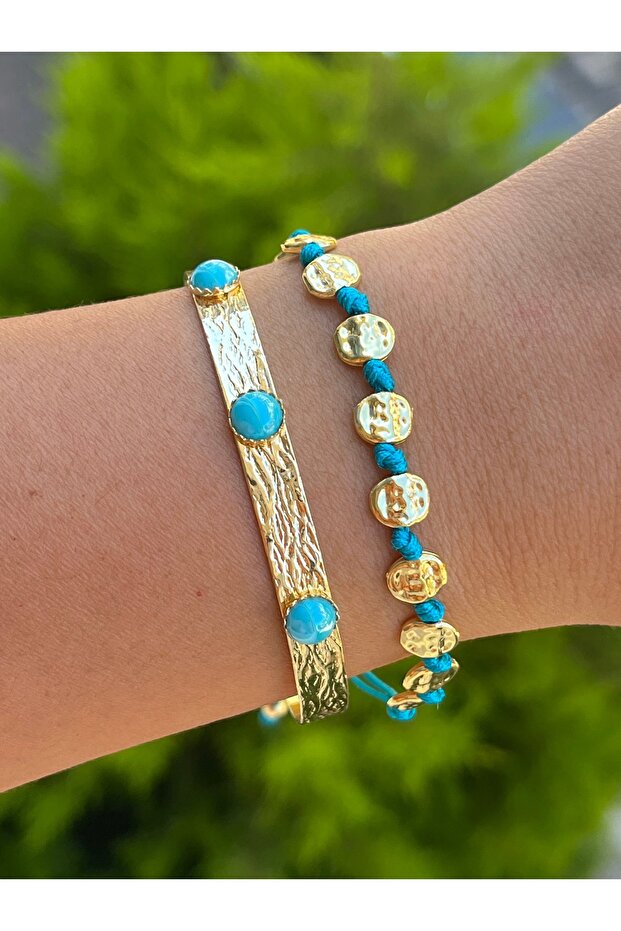 Adjustable Gold Crushed Flake Macrame Red String Lucky Bracelet