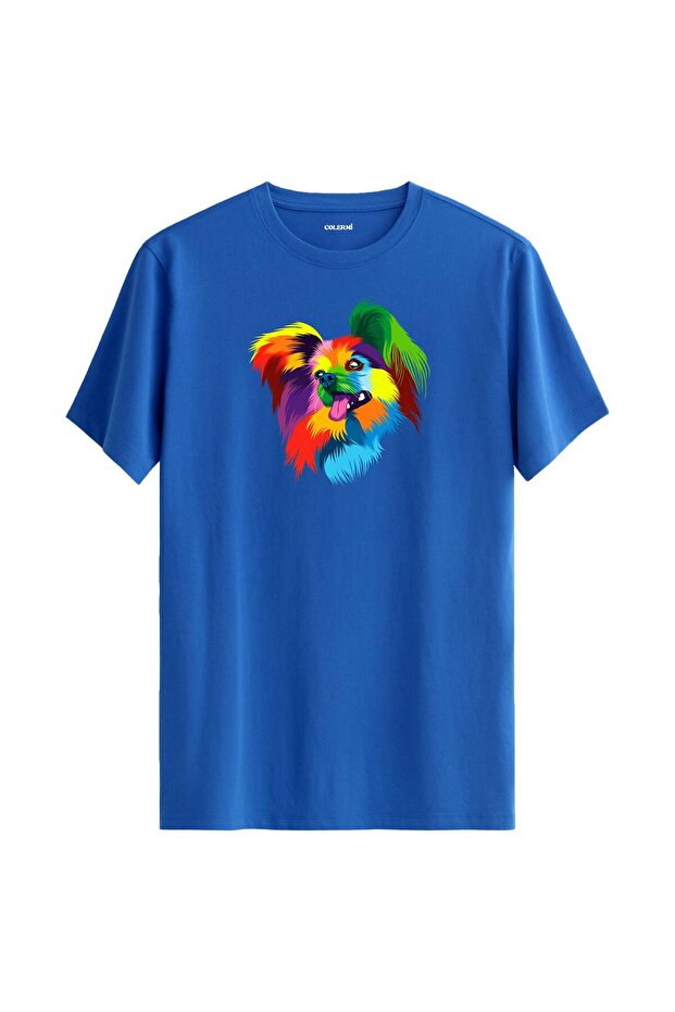 Colorful Milo Papillon Dog Printed T-Shirt