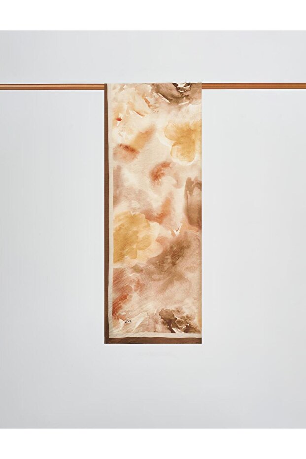 Watercolor Patterned Viscose Shawl Beige