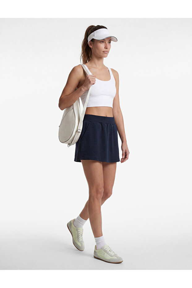 Comfortable Fit Cotton Blend Mini Sports Shorts Skirt with Pockets