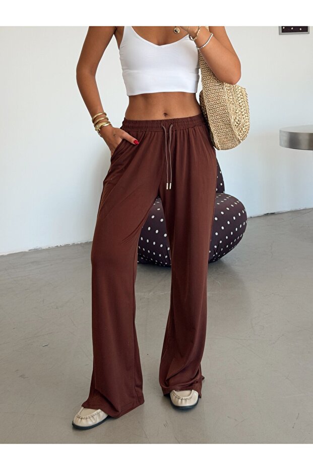 Sandy Slit Pants - Brown - 3