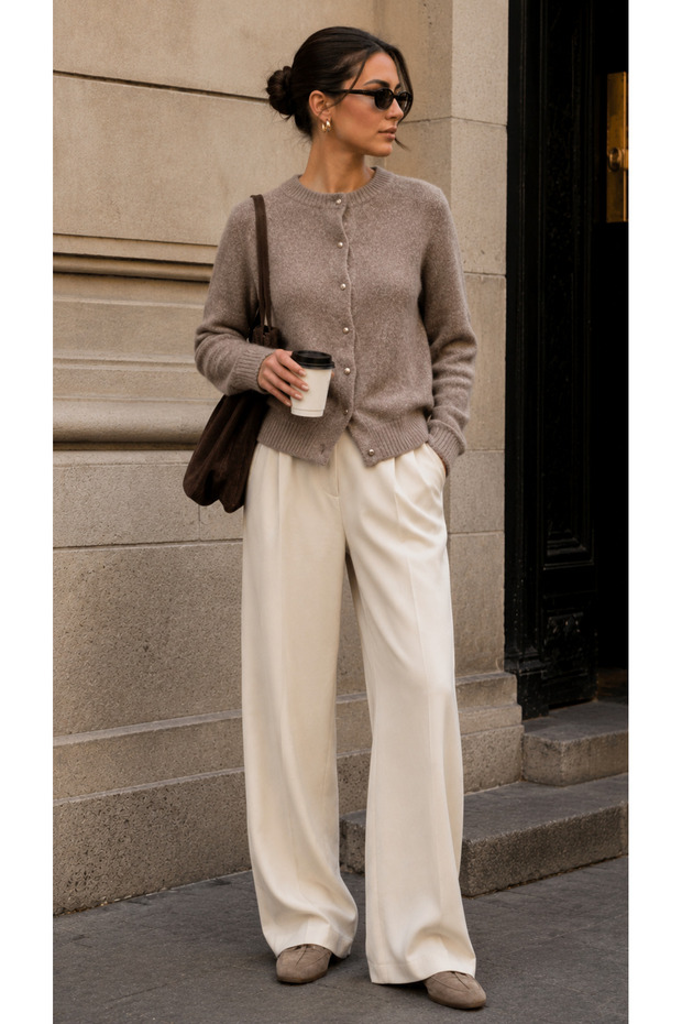 Women's Basic Crew Neck Long Sleeve Knitwear Cardigan
