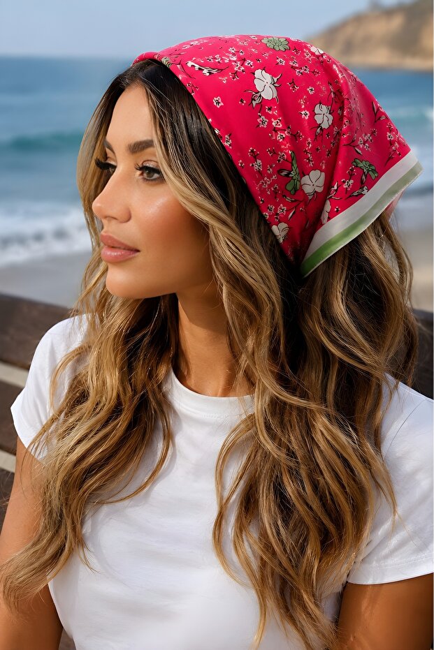 Pink Floral Patterned Bandana