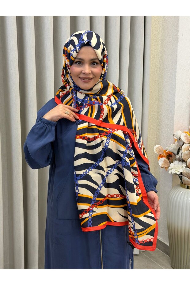 Floş Viscose Shawl Eli̇sa 75X190 Blue