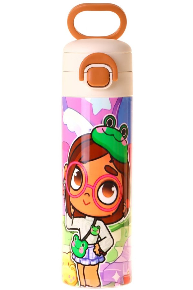 Kids 520 ml Nagy Printed Pink Girls' Steel Thermos Flask (Double Inner Locking Lid) - L5336