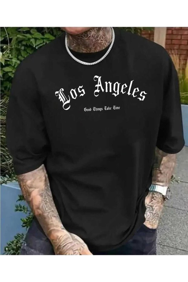 Men's Los Angeles Print Design Trendy Cotton Tshirt