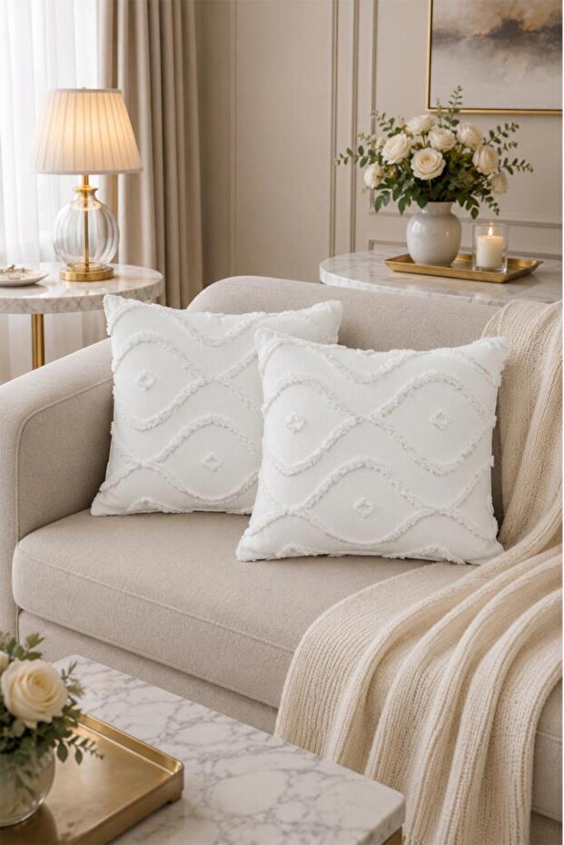 Pirot Cotton 2-Piece Throw Pillow Cover Cream