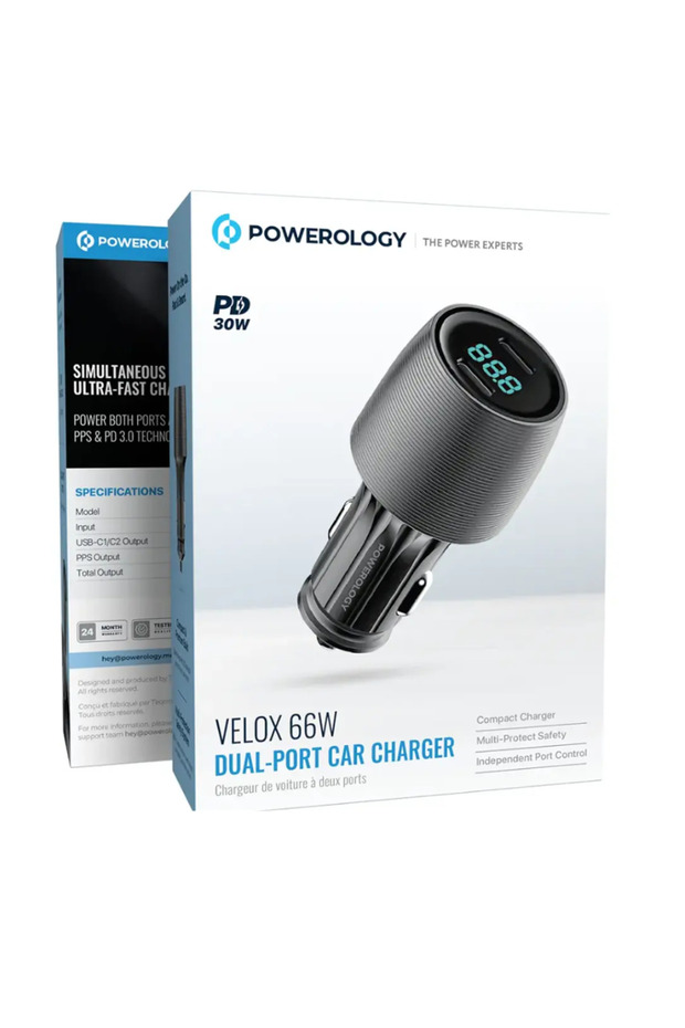 Velox 66W Dual-Port Car Charger Black