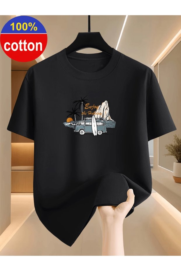 Mr. enjoy the holiday design caravan printed premium oversize t-shirt