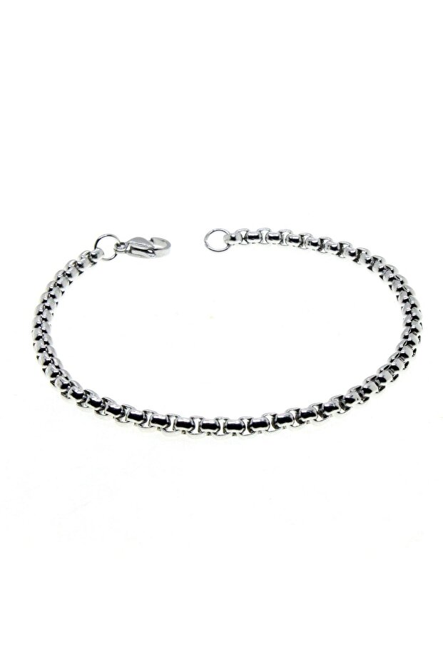 Silver Color Interlocking Albanian Elevator Unisex Men's Steel Bracelet - 2804