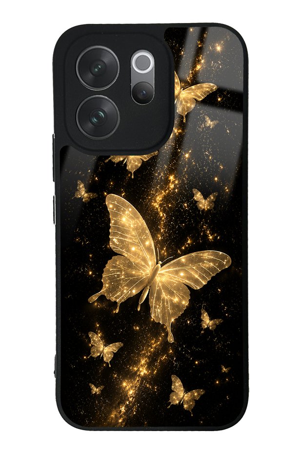 Vivo V70 Yellow Galaxy Butterfly Design Glossy Phone Case