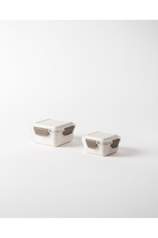 Granada 2-Piece Square Storage Container - Soft Ecru - 700+300 ml