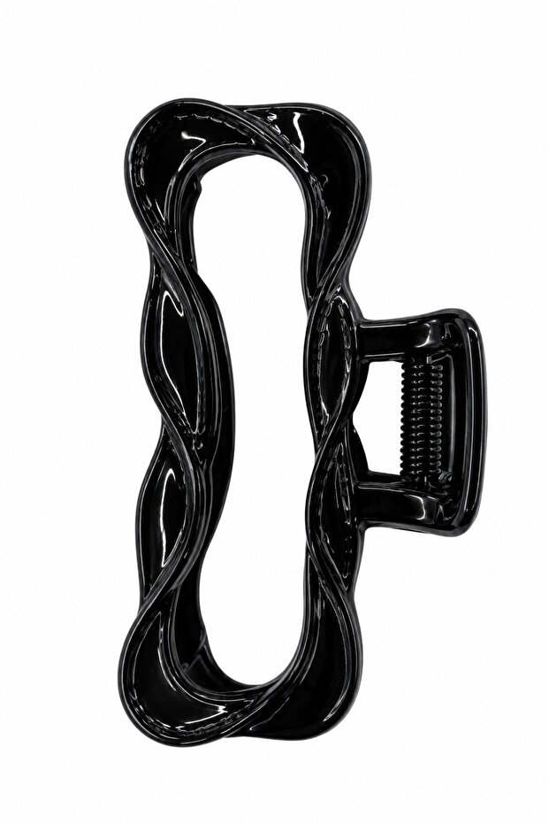 Women's Black Shiny Wavy Design Hair Clip