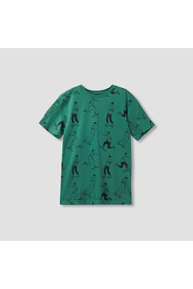 Skater Print T-Shirt with Short Sleeves