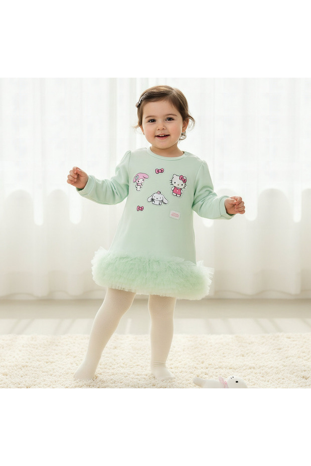 Round Neck Long Sleeves Dress with Tights