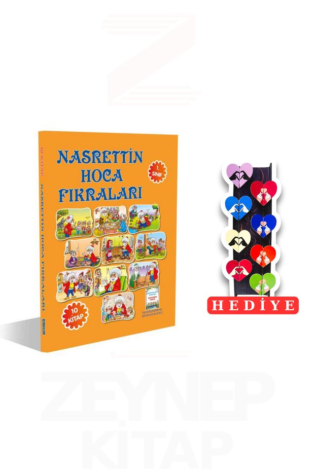 1.Sınıf Nasrettin Hoca Fıkraları 10 Book Set (8-Piece Heart Bookmark Gift)