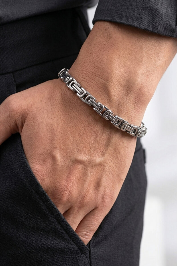 سوار من الفولاذ بسلسلة سميكة من ماركة كينج موديل
