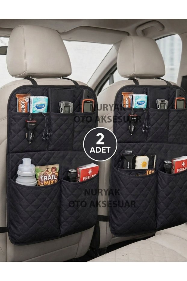 5-Pocket Car Seat Back Protection Cover Additional Auto Organizer Dust Water-Resistant Car Seat Organizer