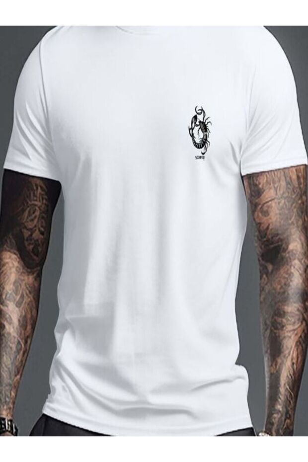 Men's White Printed Slim Fit T-Shirt