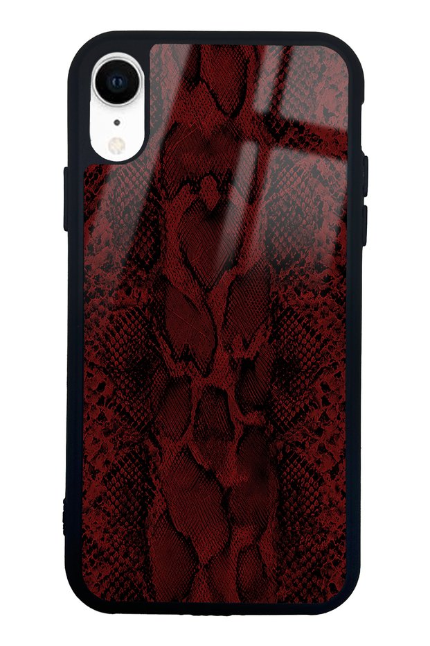 iPhone Xr Red Leather Design Glossy Phone Case