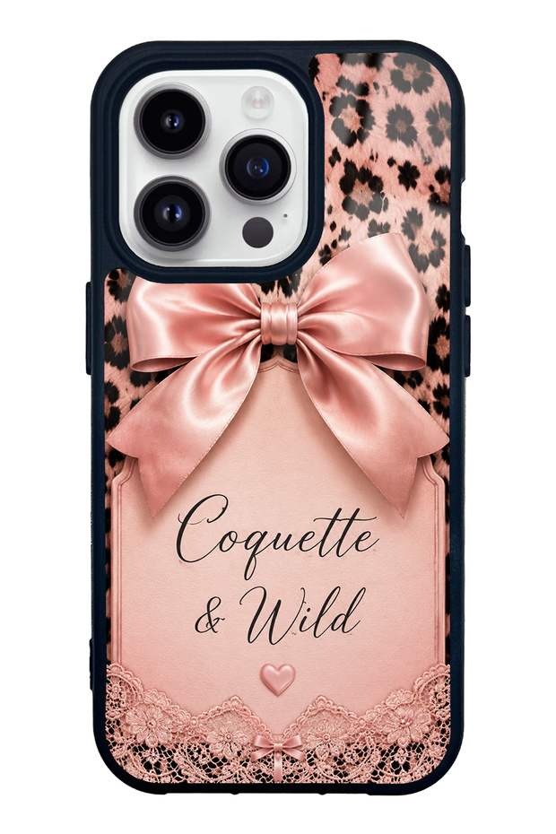 iPhone 14 Pro Coquette Wild Bow Design Glossy Phone Case
